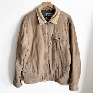 Vtg GAP Jacket Mens Large Brown Corduroy Collared Bomber Full Zip Lined Y2K 2005